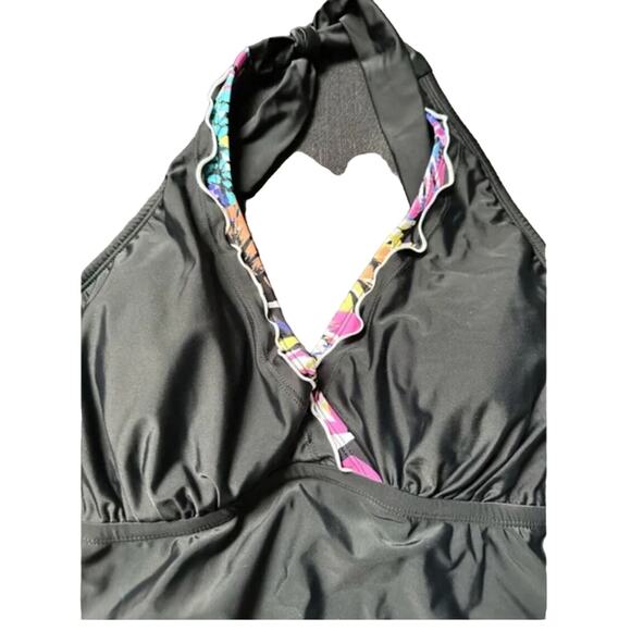 Island Escape Swim Top Mariposa Halterkini Tankini Rainbow Ruffle Trim 6 - Picture 5 of 5